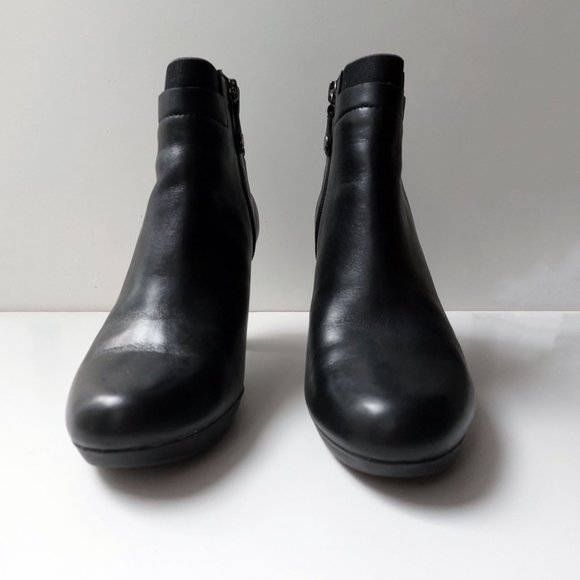 GEOX Respira Black Leather Women's Ankle Boots Size 39 8.5 Heels - Picture 5 of 9